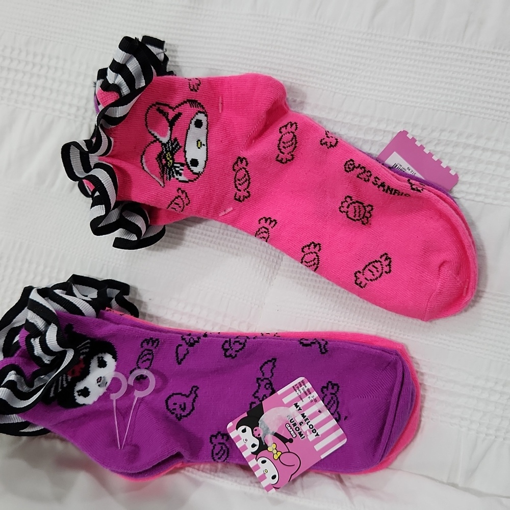 Ankle My Melody & Kuromi Spooky Socks - Set of 2